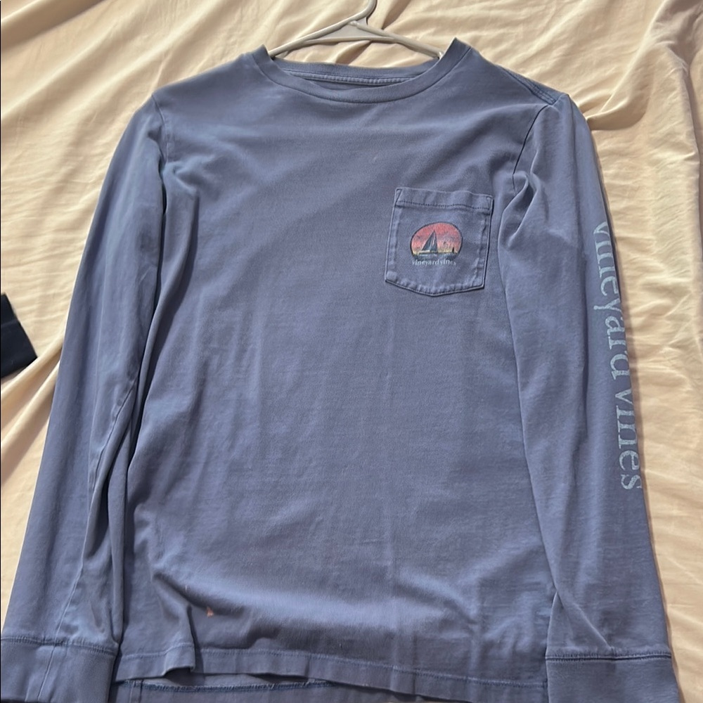 Vineyard Vines Long Sleeve Blue Tee Soft Cotton Blend